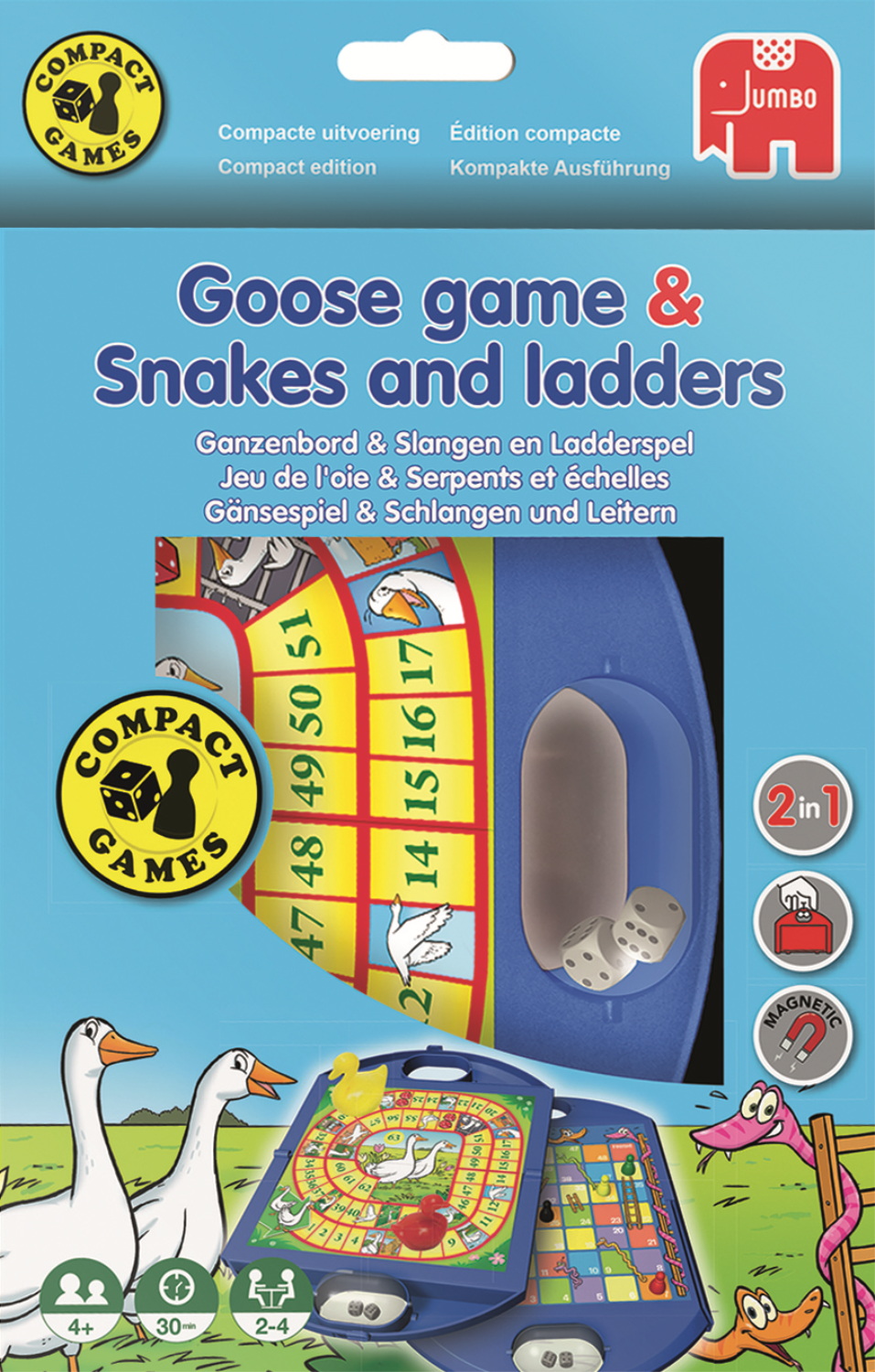 Jogo de Tabuleiro JUMBO Goose Game & Snakes and Ladders Travel