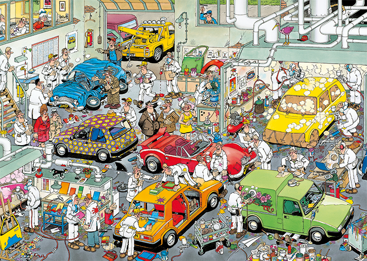 Jan van Haasteren - In the car respraying shop (500 pieces) - Jumbo